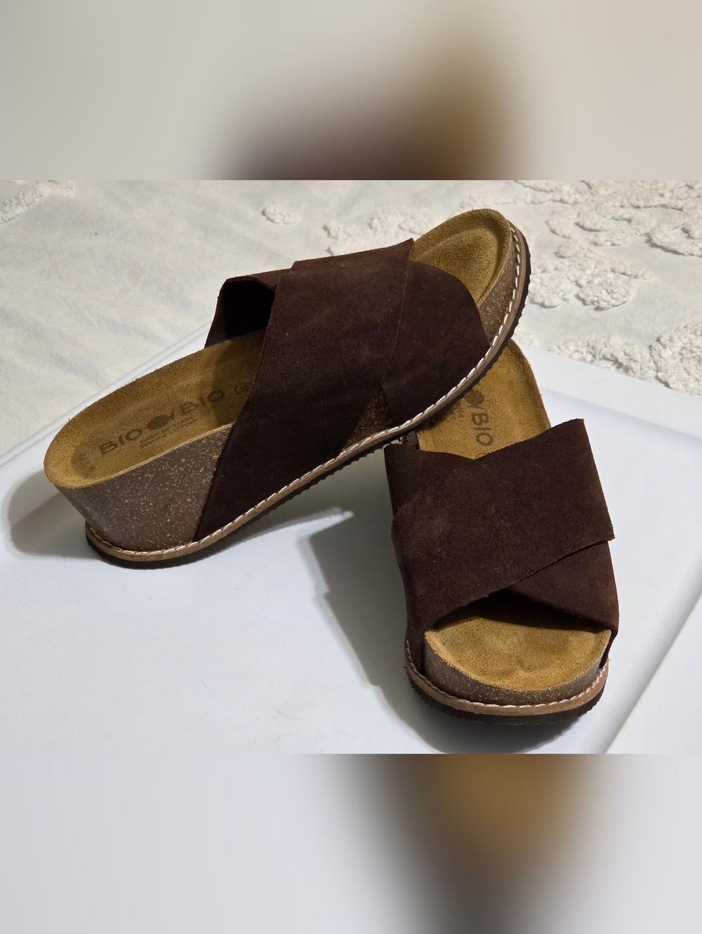 Bio Bio Brown Suede Cork Platform Sandals, Near New Sz 40 (9-9.5) Boho-Chic